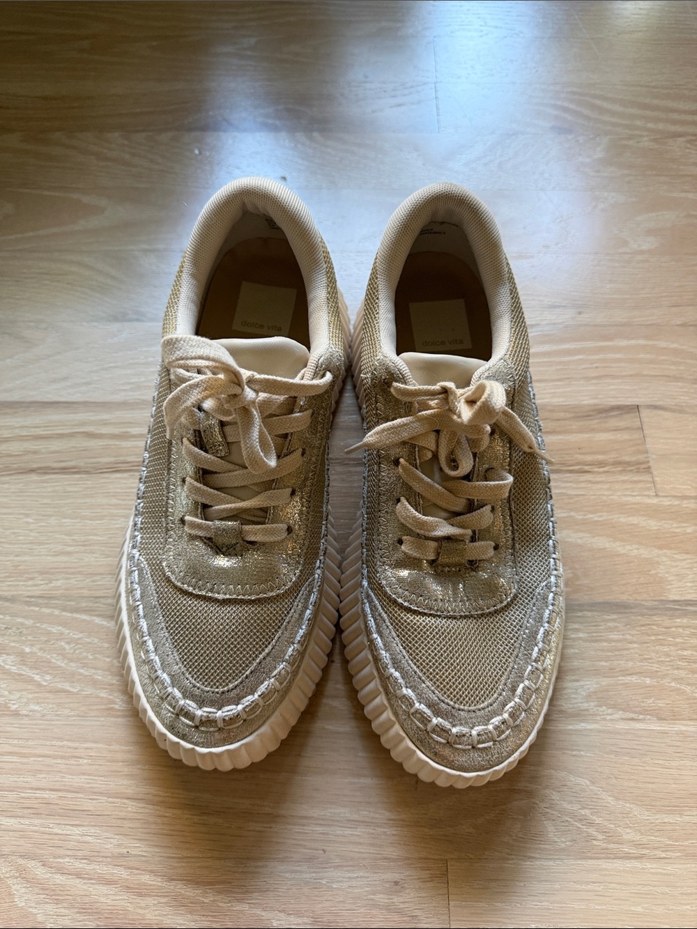 Dolce Vita knit platform sneaker gold